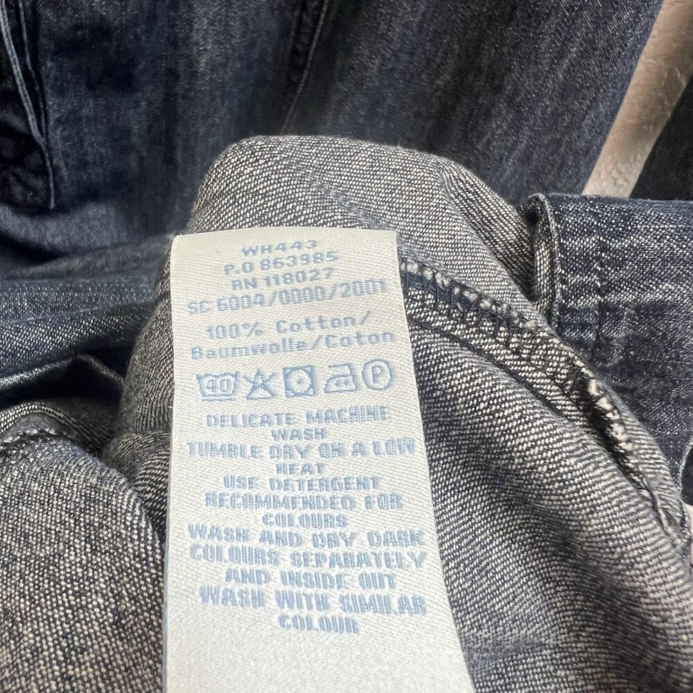 Boden Blue Denim Chambray Shirt Dress Sz 12 L Tall Long Slv Button Front Pockets - Picture 6 of 6